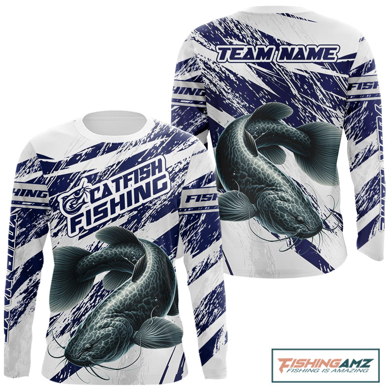 Catfish Custom Fishing Shirts Long Sleeve For Men, Catfish Fishing Tournament Apparel NHT521