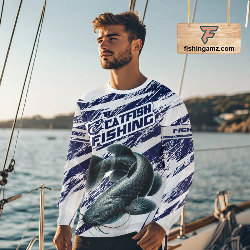 Catfish Custom Fishing Shirts Long Sleeve For Men, Catfish Fishing Tournament Apparel NHT521