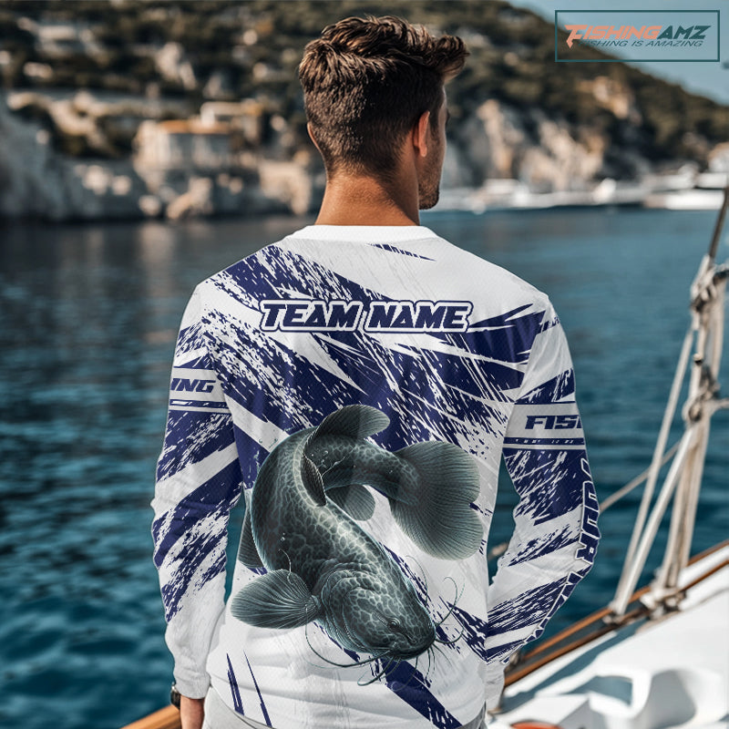 Catfish Custom Fishing Shirts Long Sleeve For Men, Catfish Fishing Tournament Apparel NHT521