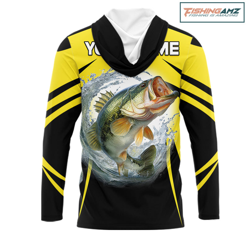 Largemouth Bass Fishing Shirts Long Sleeves Hooded Sport With Personalized Name NHT397