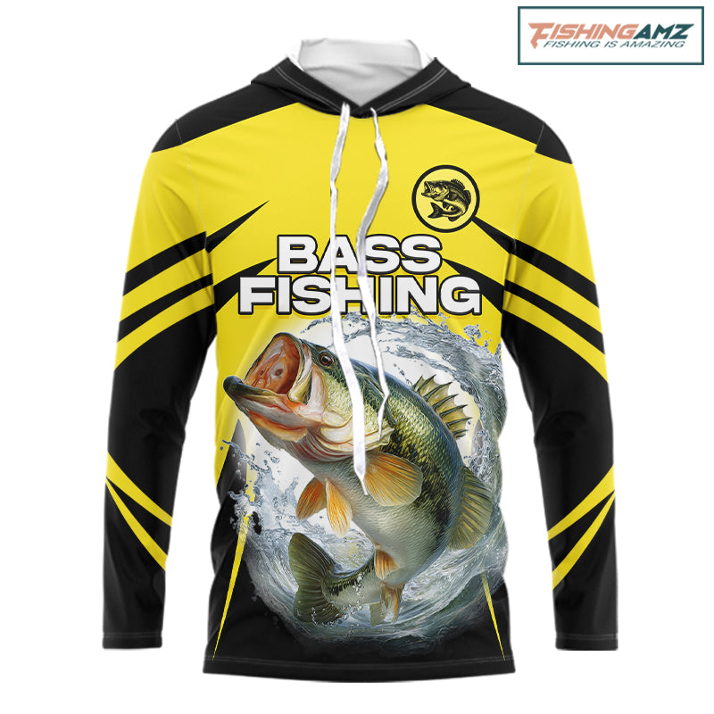 Largemouth Bass Fishing Shirts Long Sleeves Hooded Sport With Personalized Name NHT397