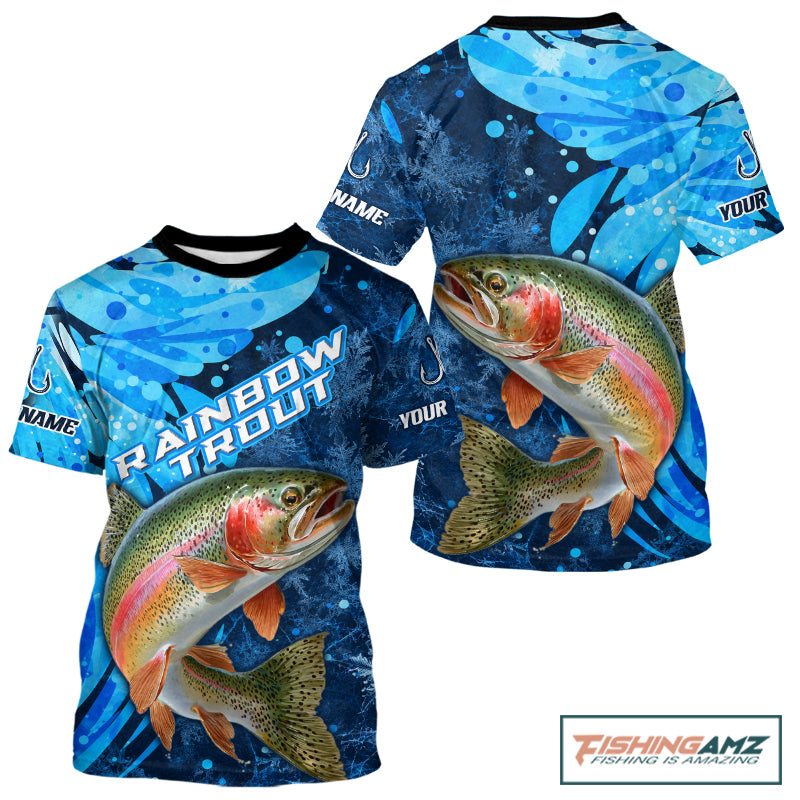 Rainbow Trout Fishing Shirts Short Sleeve For Men, Ice Fishing Shirts, Rainbow Trout Fishing Gift NHT1390