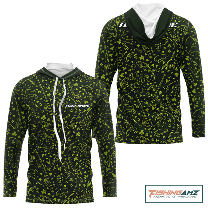 Fishing Shirt Long Sleeve Hooded, Patrick Day Fishing Jersey Personalized Name, Team Name NHT426