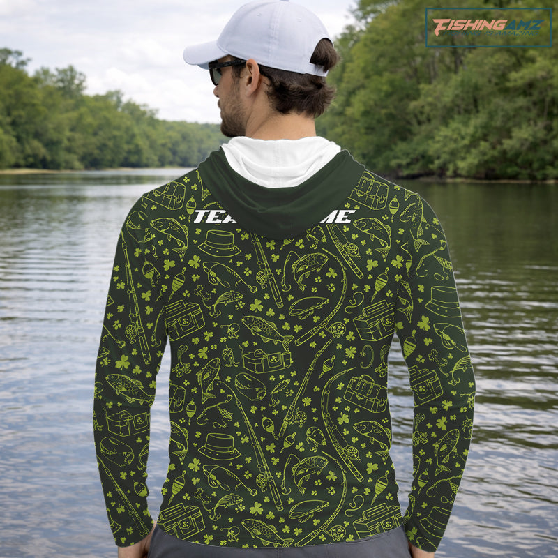 Fishing Shirt Long Sleeve Hooded, Patrick Day Fishing Jersey Personalized Name, Team Name NHT426