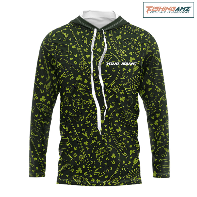 Fishing Shirt Long Sleeve Hooded, Patrick Day Fishing Jersey Personalized Name, Team Name NHT426