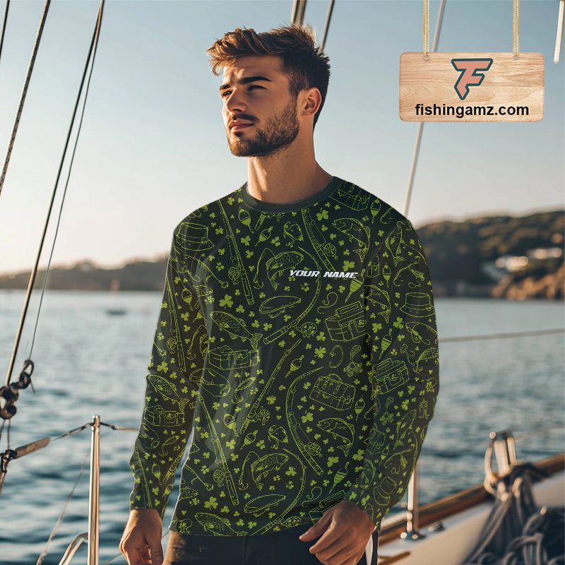 Fishing Shirt Long Sleeve, Patrick Day Fishing Jersey Personalized Name, Team Name NHT426