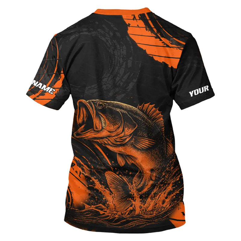 Personalized Bass Fishing Jerseys, Bass Fishing Scale Short Sleeve Shirt| Orange NHT388