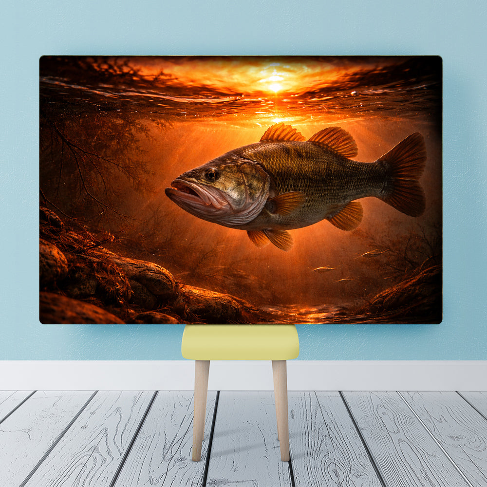 Bass Fish Canvas Art – Sunset Bass Fishing Wall Decor NHT487