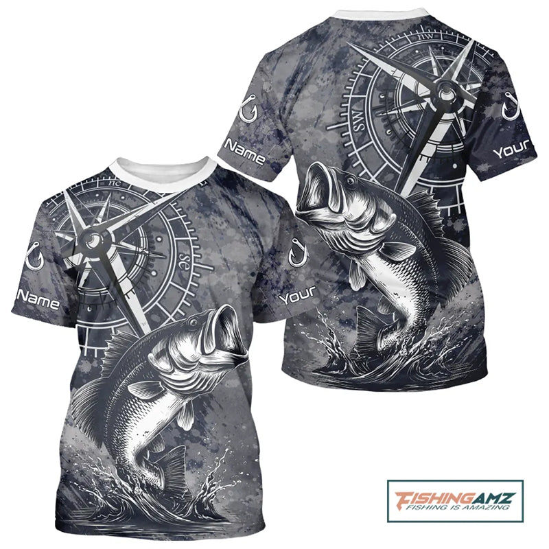 Personalized Bass Performance Fishing T-Shirt , Bass Compass Tournament Shirts NHT389