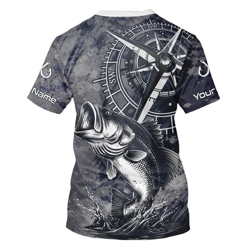 Personalized Bass Performance Fishing T-Shirt , Bass Compass Tournament Shirts NHT389