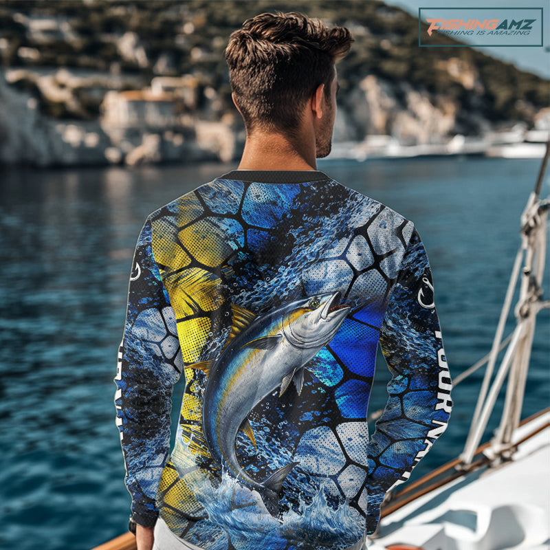 Tuna Fishing Customize Name Long Sleeve Fishing Shirts, Personalized Tuna Fishing Gift NHT438