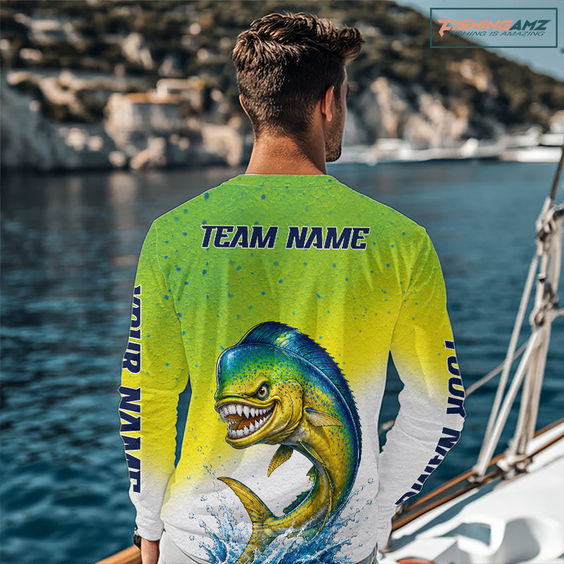Personalized Offshore Fishing Jerseys, Mahi Mahi Angry Tournament Fishing Shirts For Men NHT1311