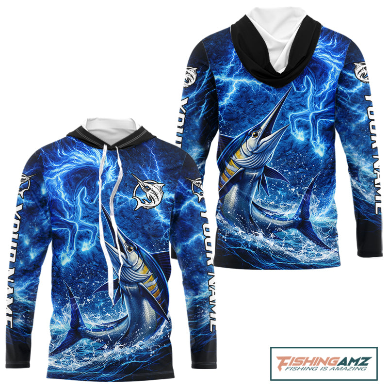 Marlin & Blue Thunder Horse Fishing Shirt Long Sleeve, Marlin Fishing Shirt For Men NHT450