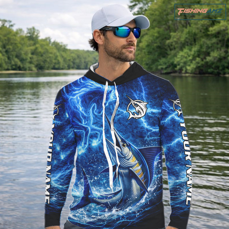 Marlin & Blue Thunder Horse Fishing Shirt Long Sleeve, Marlin Fishing Shirt For Men NHT450