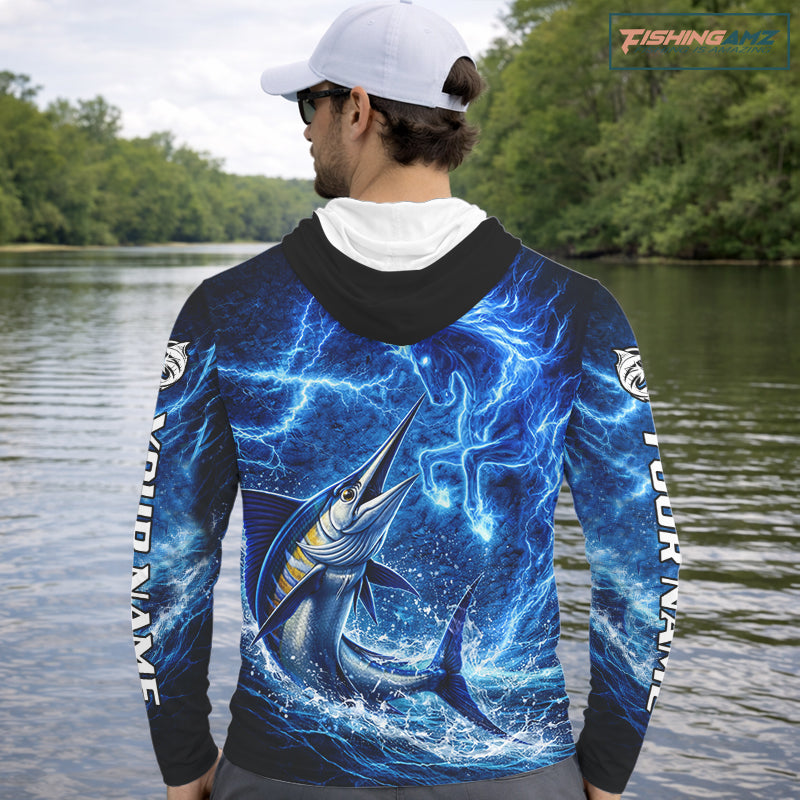 Marlin & Blue Thunder Horse Fishing Shirt Long Sleeve, Marlin Fishing Shirt For Men NHT450