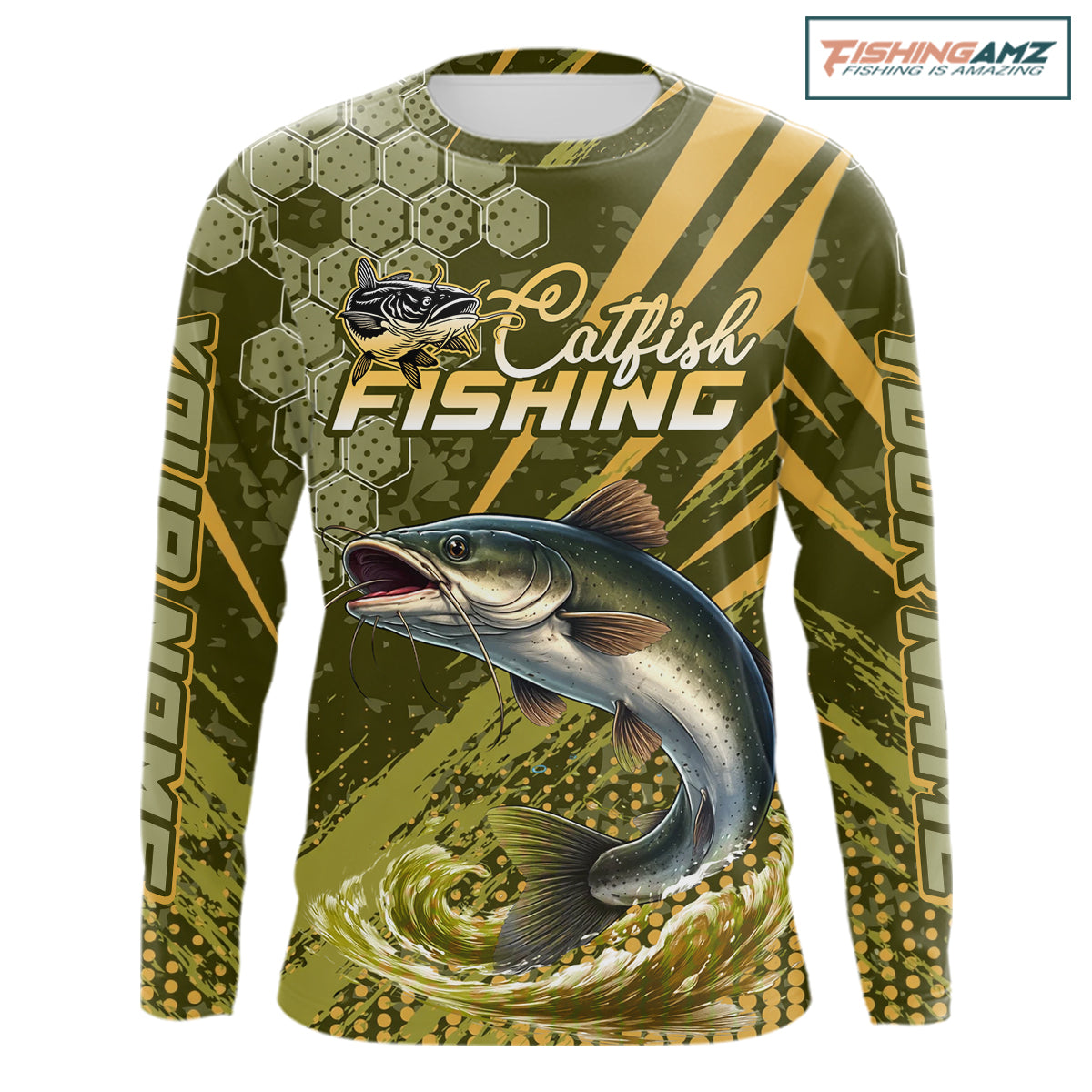Personalized Catfish Long Sleeve Fishing Shirts, Catfish Fishing Jerseys For Men NHT522