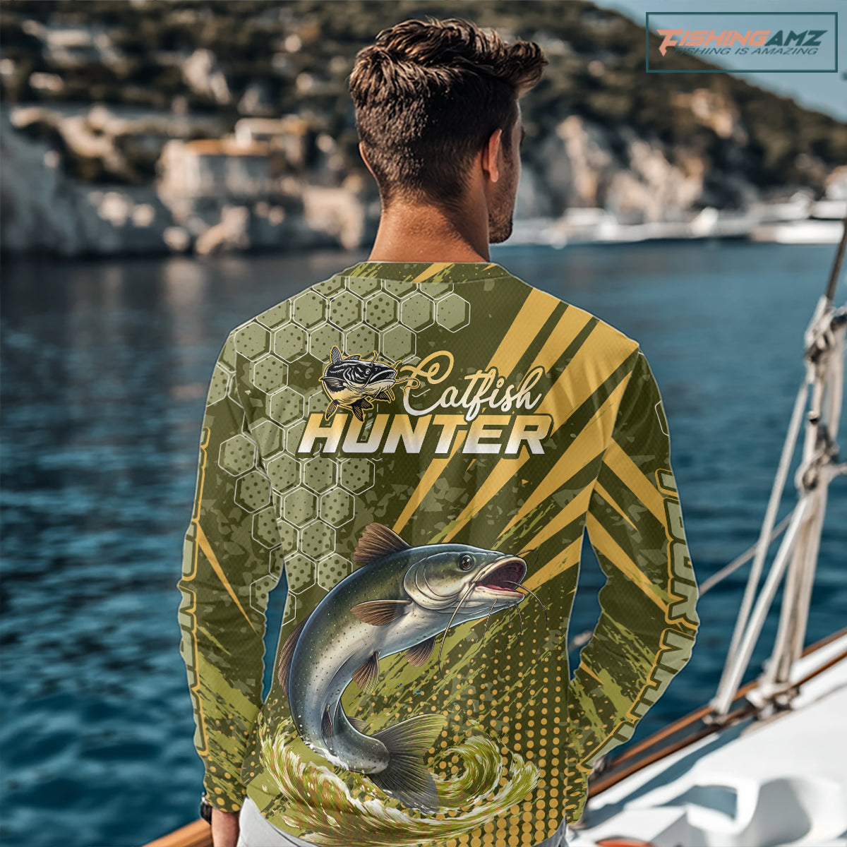 Personalized Catfish Long Sleeve Fishing Shirts, Catfish Fishing Jerseys For Men NHT522