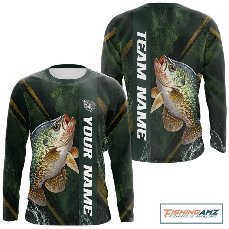 Personalized Crappie Fishing Jersey – Green Angler Shirt Custom Name, Fishing Gift For Men NHT875