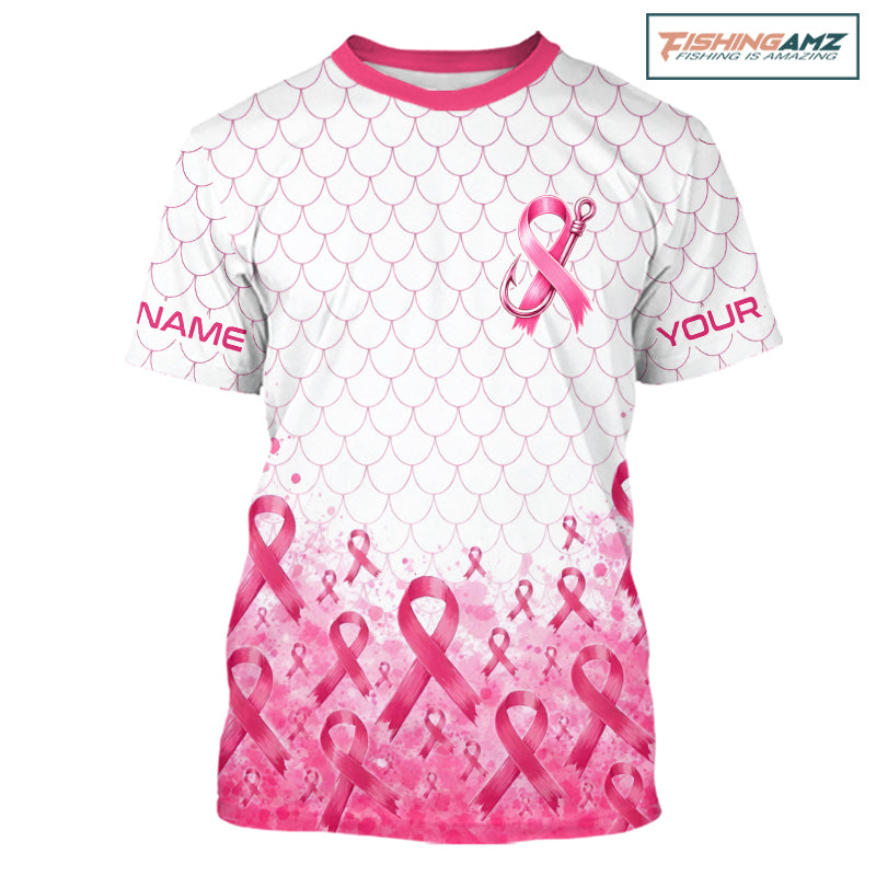 Breast Cancer Awareness Fishing Shirt Short Sleeve Pink Ribbon Fishing Jersey For Women, Men NHT1498