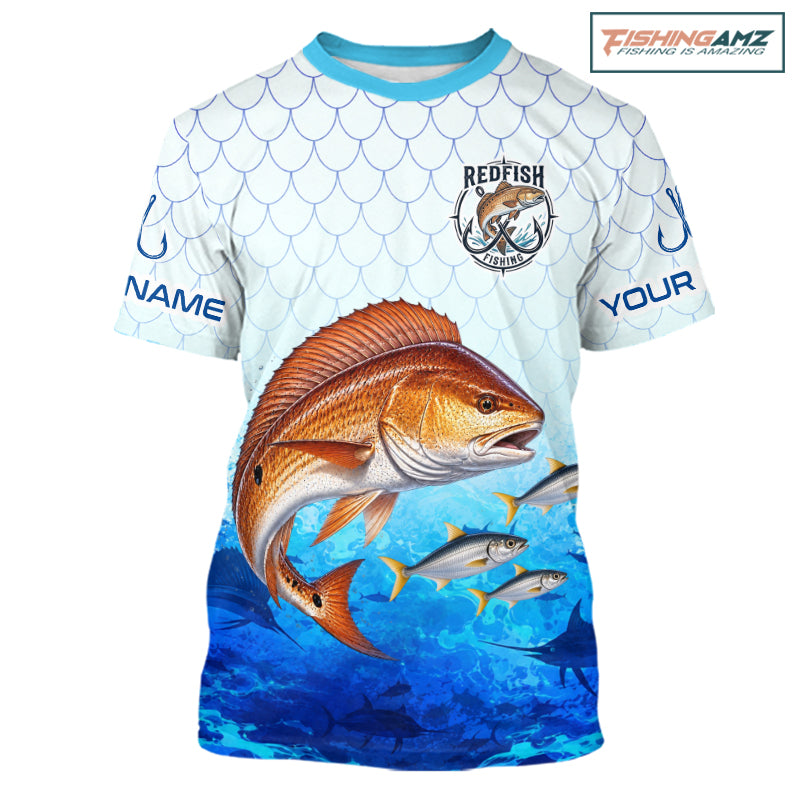 Custom Redfish Fishing Shirt Short Sleeve, Personalized Red Drum Fishing Jersey For Men NHT1502