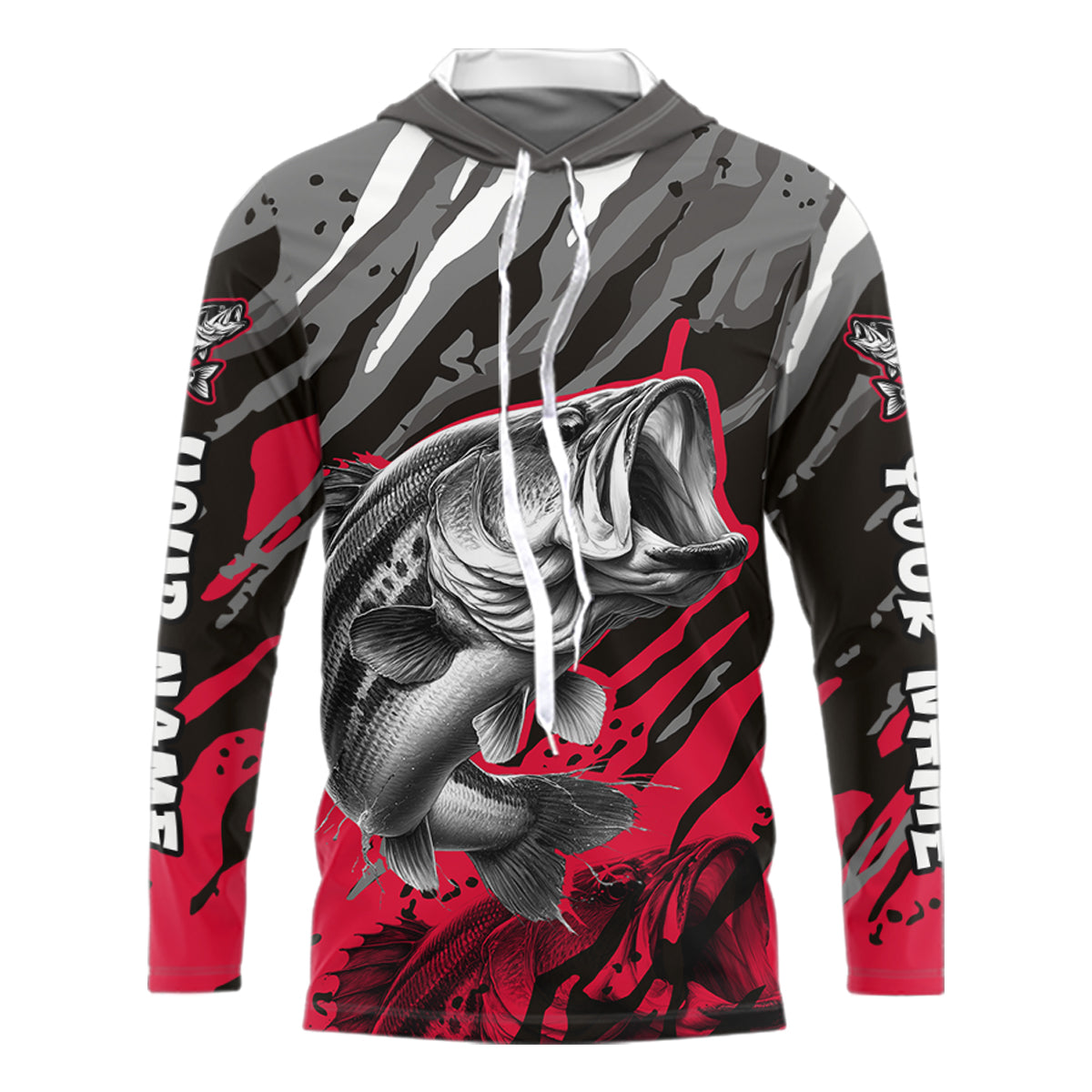 Personalized Bass Fishing Sport Jerseys, Bass Fishing Shirts Long Sleeve Hooded For Men