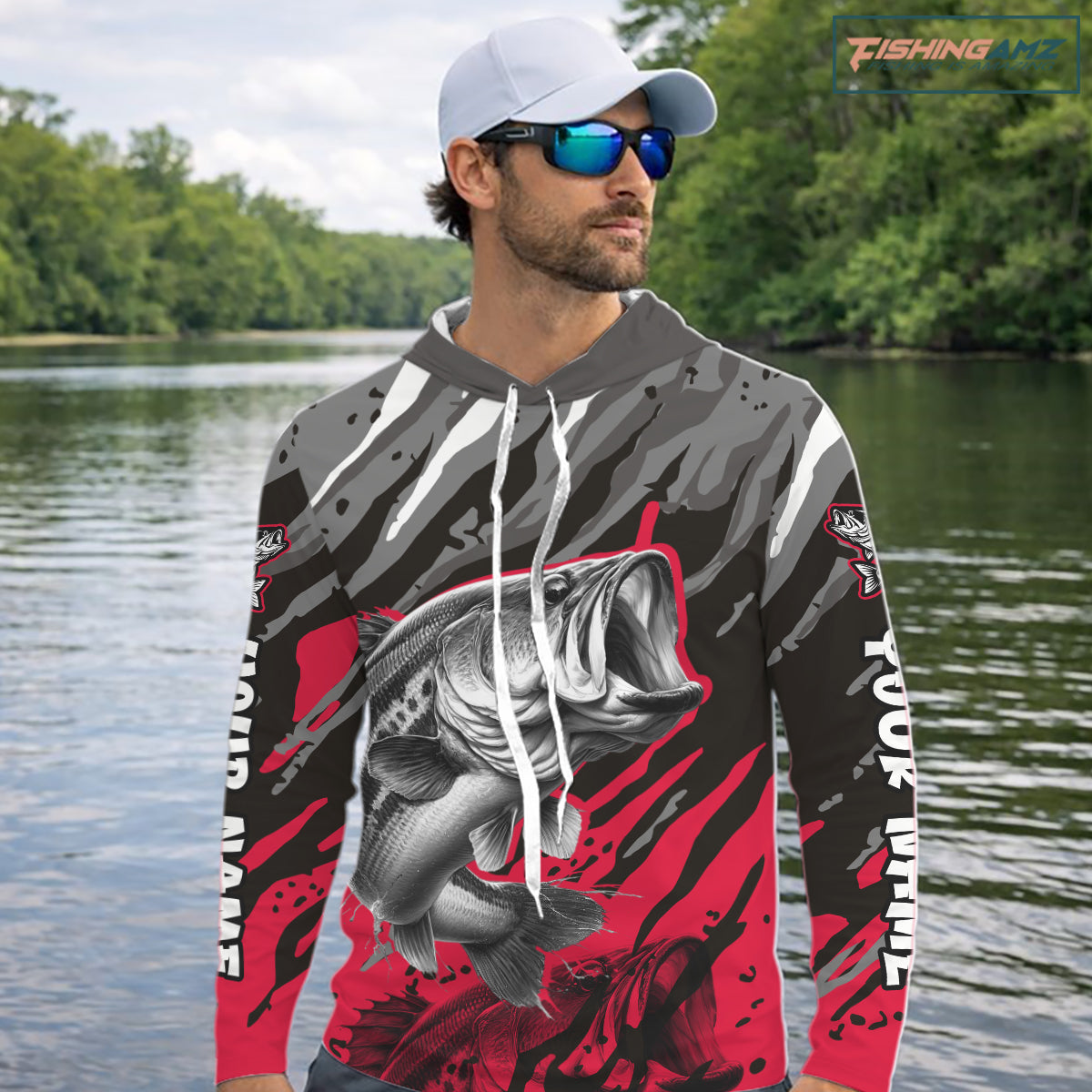 Personalized Bass Fishing Sport Jerseys, Bass Fishing Shirts Long Sleeve Hooded For Men