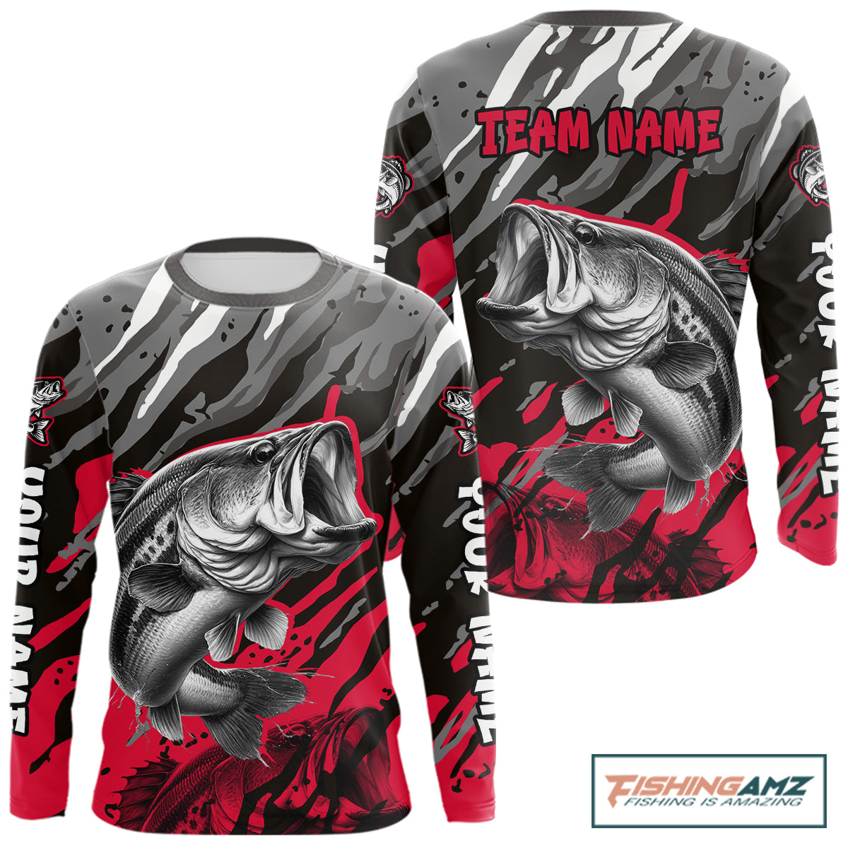 Personalized Bass Fishing Sport Jerseys, Bass Fishing Shirts Long Sleeve For Men