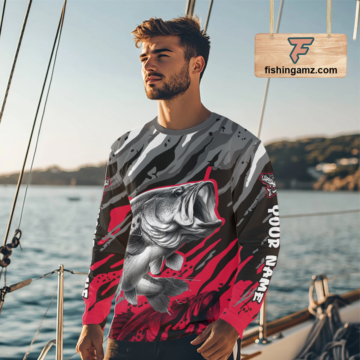 Personalized Bass Fishing Sport Jerseys, Bass Fishing Shirts Long Sleeve For Men