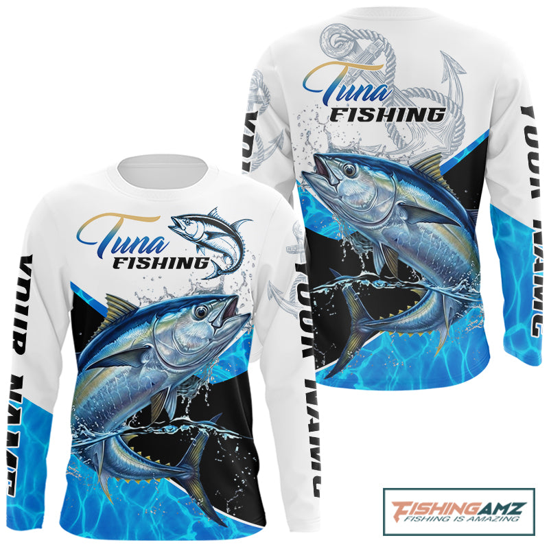 Custom Tuna Saltwater Fishing Shirts Long Sleeve Designed For Deep Sea Anglers NHT1359