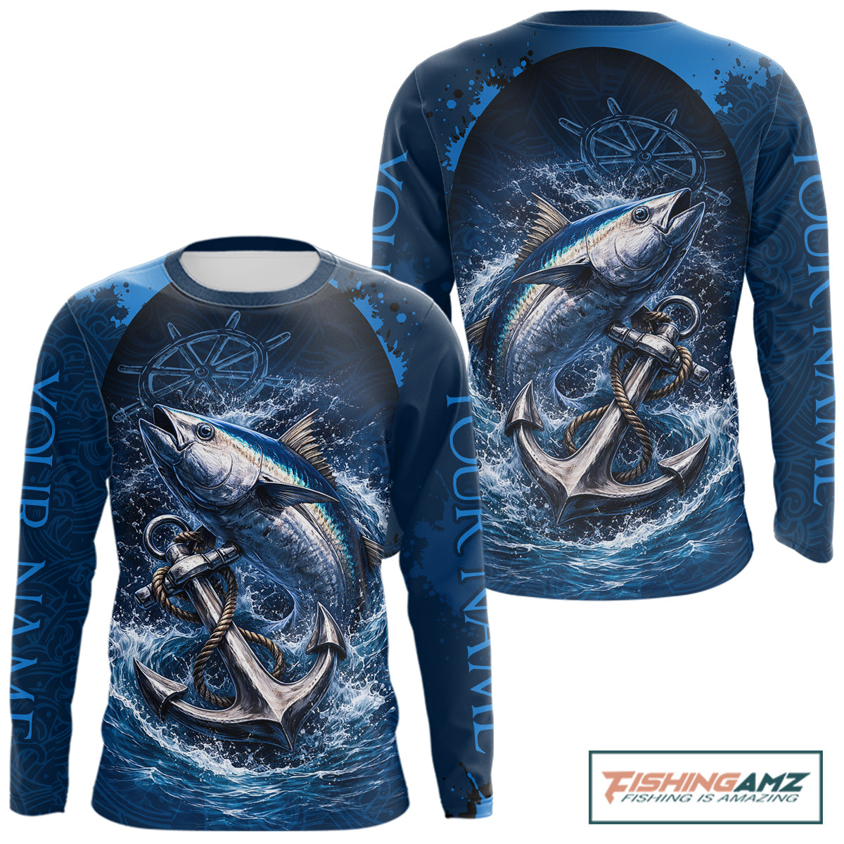 Custom Tuna Fishing Camo Long Sleeve Fishing Shirts, Personalized Tuna Fishing Shirt NHT400