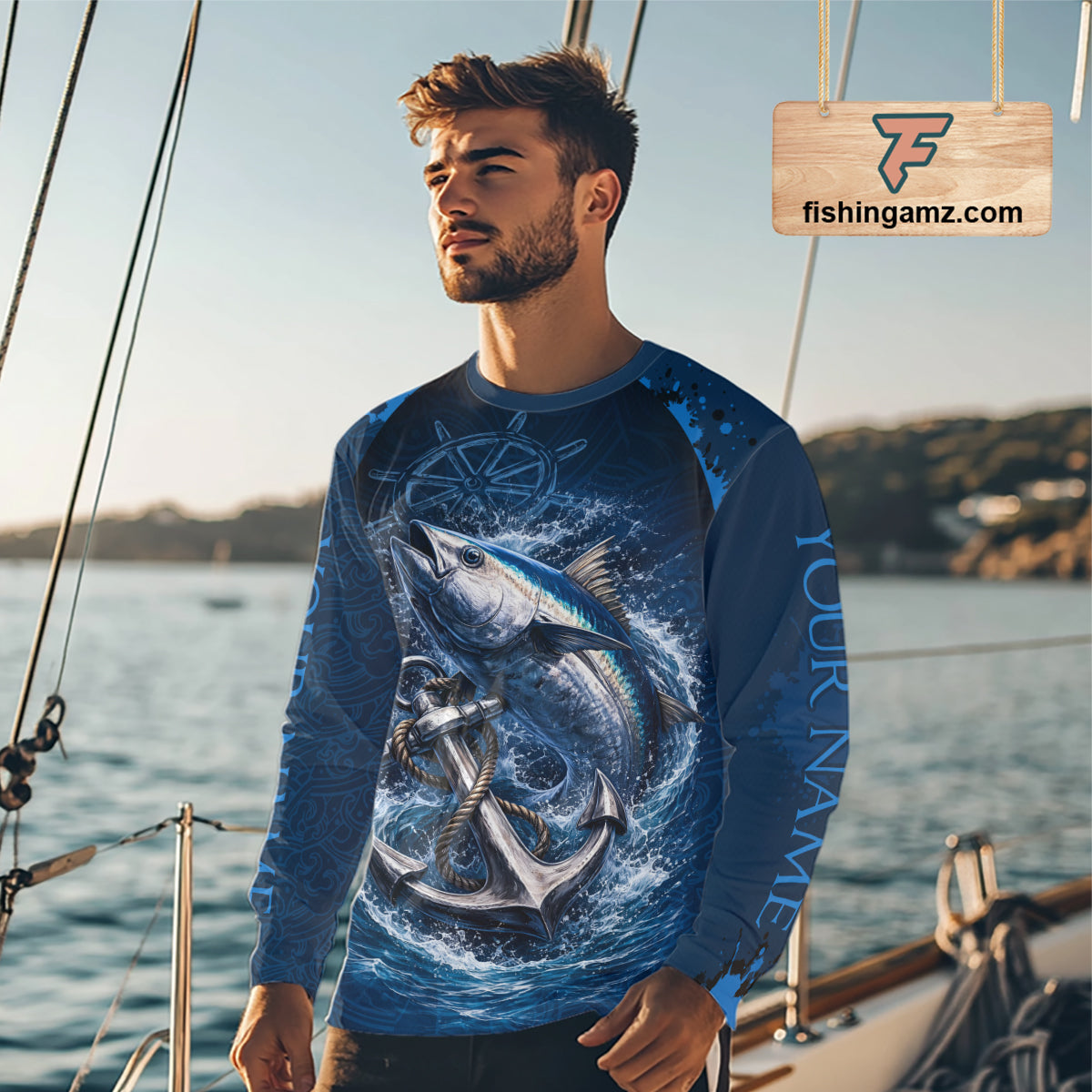 Custom Tuna Fishing Camo Long Sleeve Fishing Shirts, Personalized Tuna Fishing Shirt NHT400