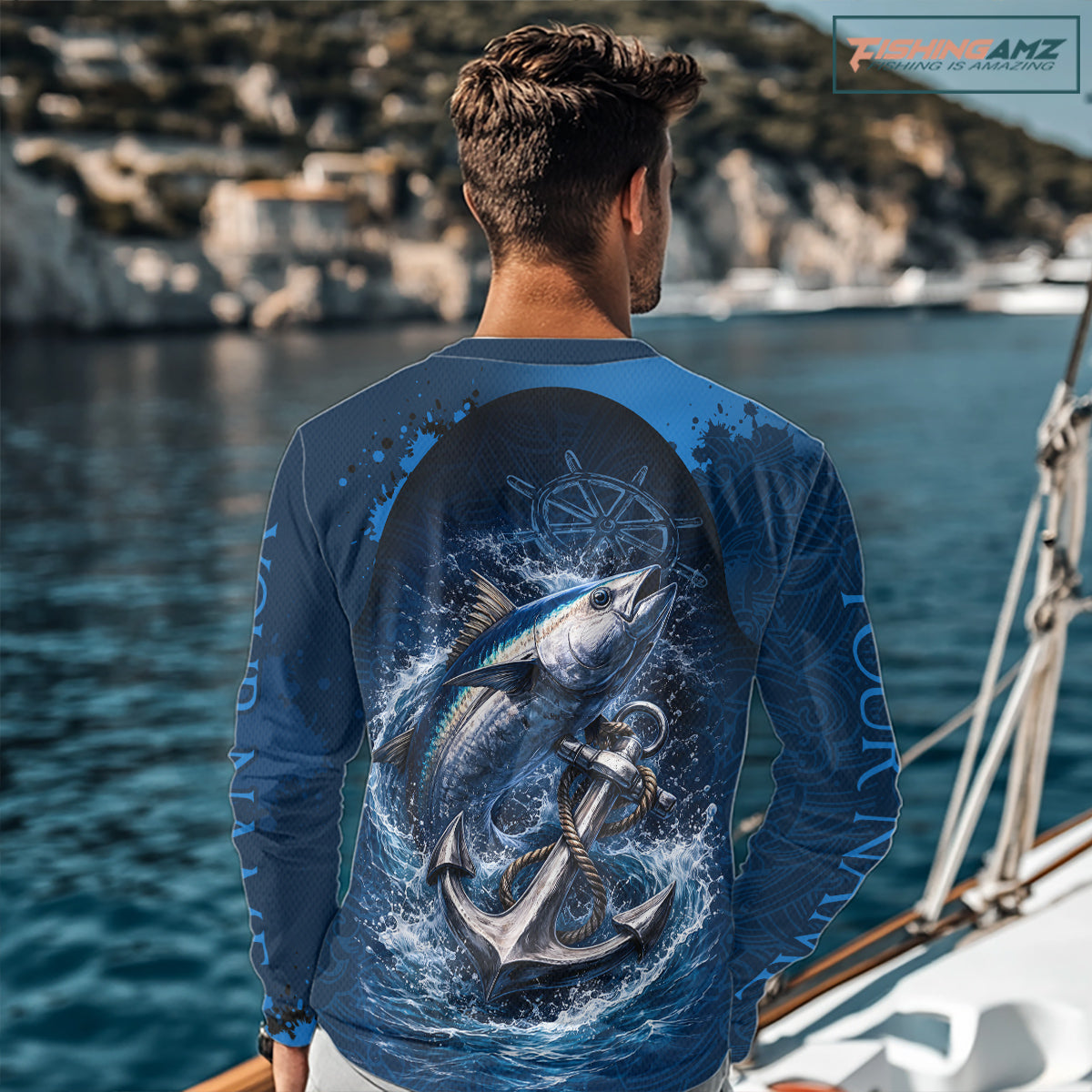 Custom Tuna Fishing Camo Long Sleeve Fishing Shirts, Personalized Tuna Fishing Shirt NHT400