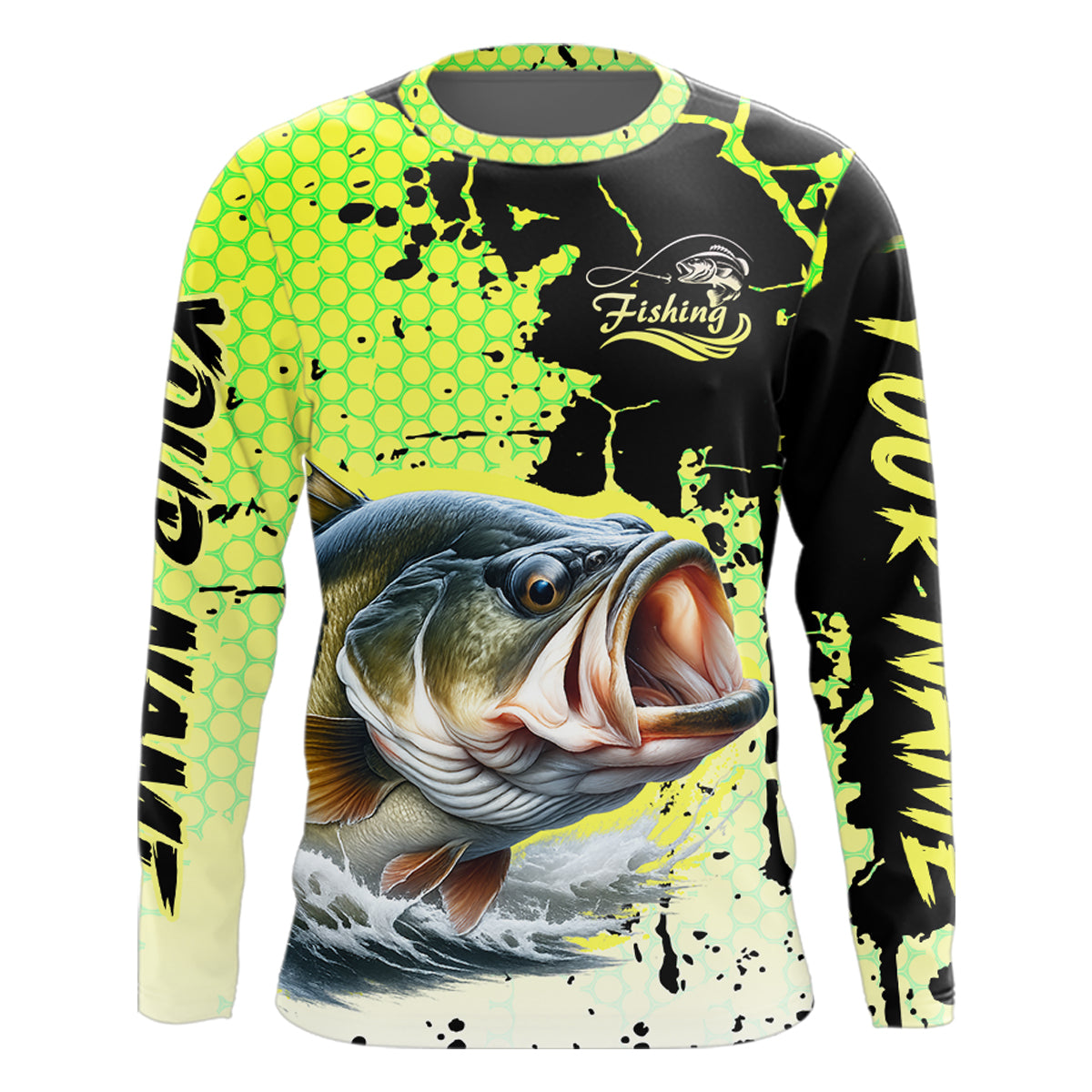 Largemouth Bass Fishing Shirts Long Sleeve Custom Bass Fishing Apparel NHT406