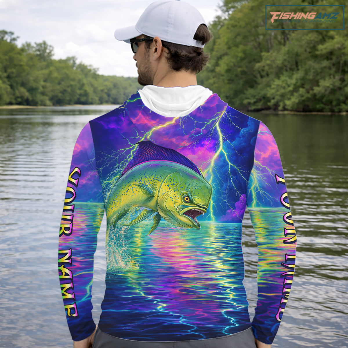 Angry Mahi Mahi Custom Fishing Shirts Long Sleeve, Design Neon Mahi Mahi Fishing Jersey NHT533
