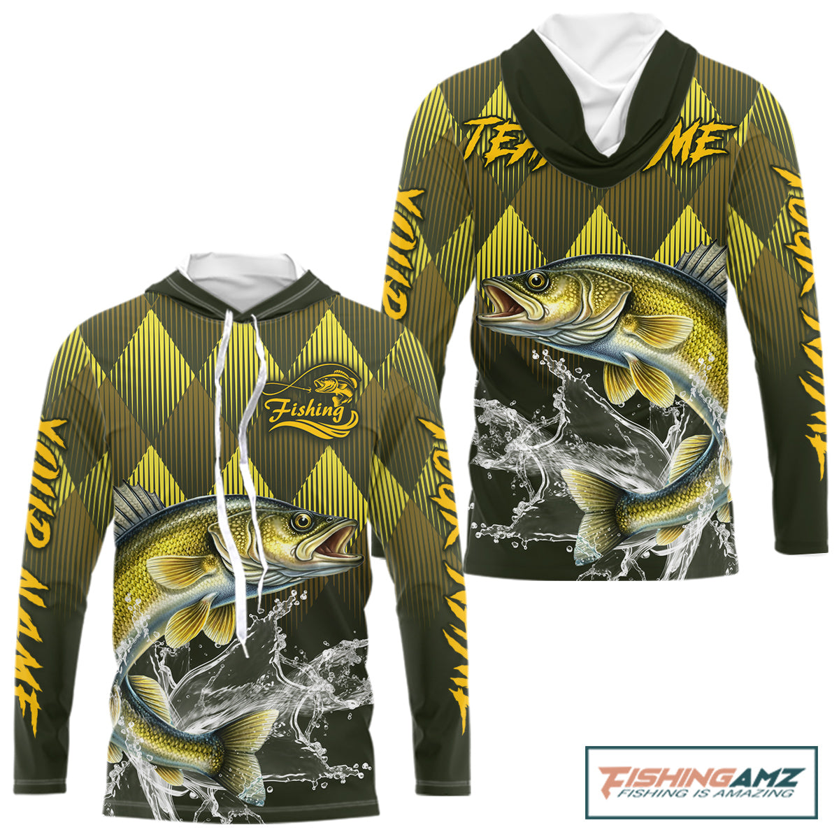 Custom Walleye Fishing Long Sleeve Hooded, Tournament Fishing Shirts, Walleye Fishing Apparel NHT411