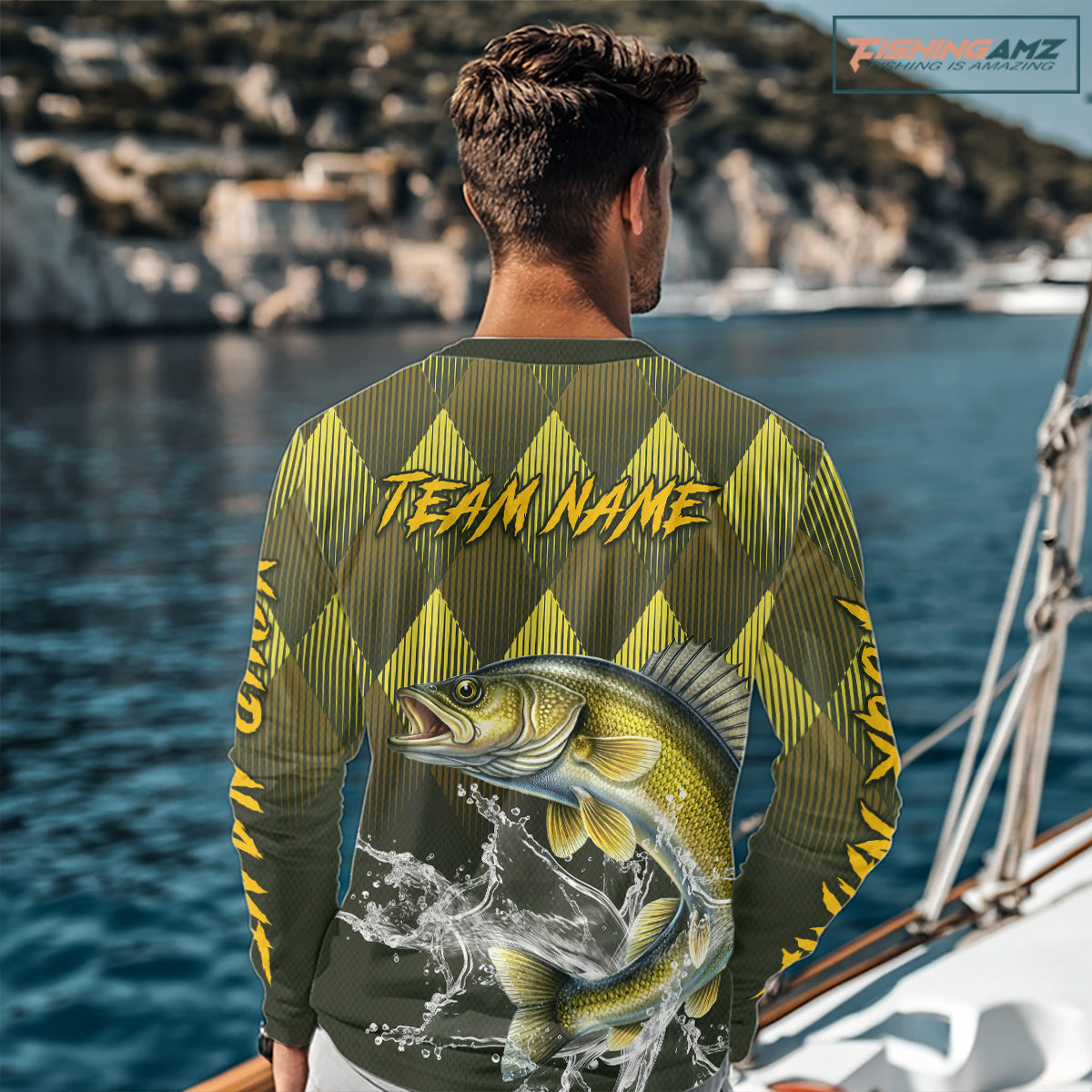 Custom Walleye Fishing Long Sleeve Tournament Fishing Shirts, Walleye Fishing Apparel NHT411