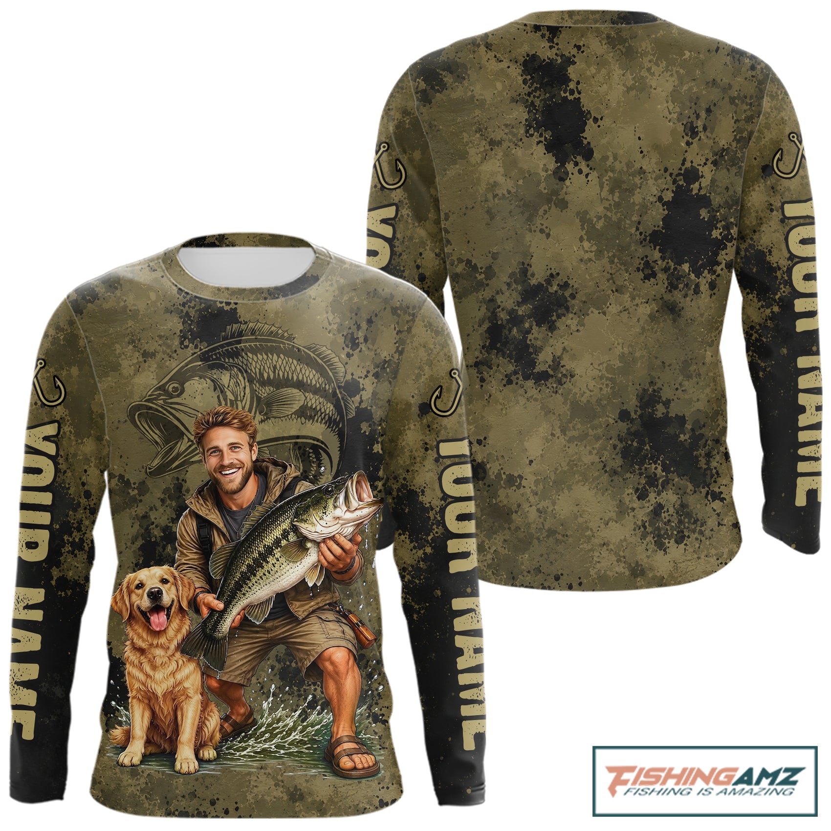 Custom Father's Day Bass Fishing Shirts With Face, Personalized Custom Photo Funny Fishing Shirt|Dark NHT916