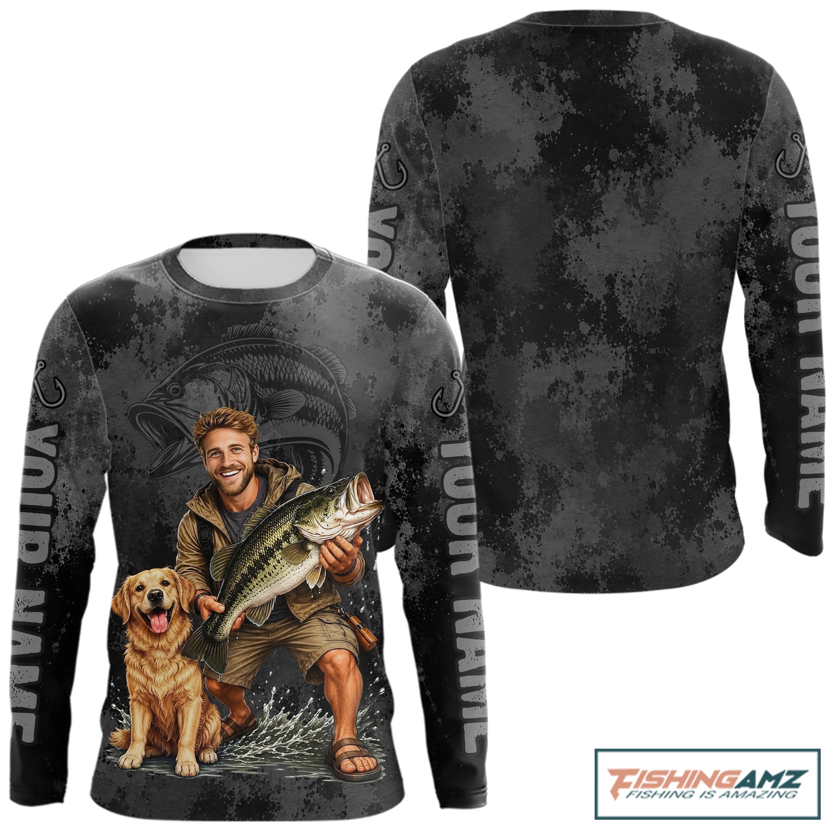 Custom Father's Day Bass Fishing Shirts With Face, Personalized Custom Photo Funny Fishing Shirt|Gray NHT917