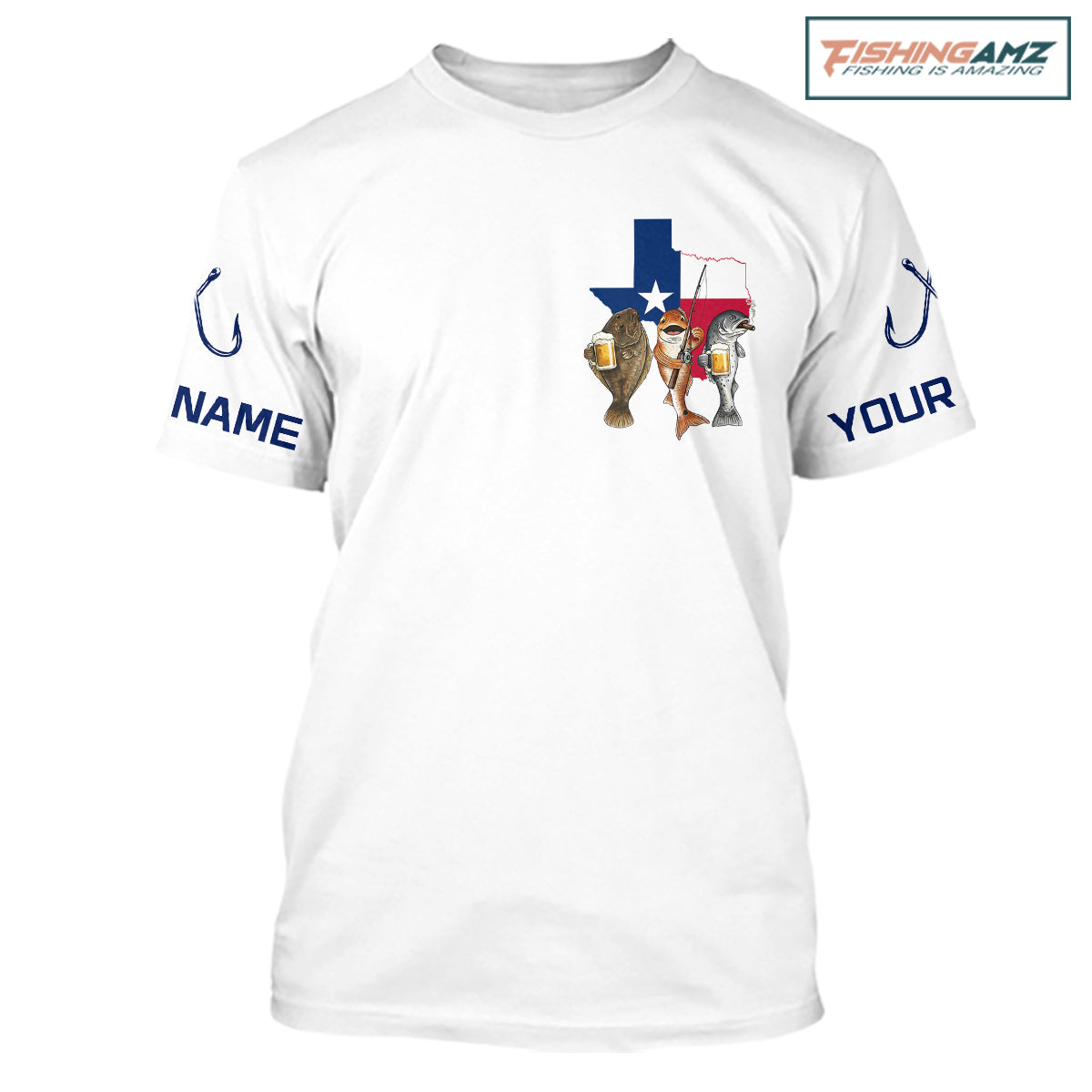 Texas Slam Funny Fishing Redfish, Trout, Flounder Fishing Shirts T - Shirt For Men| White NHT843