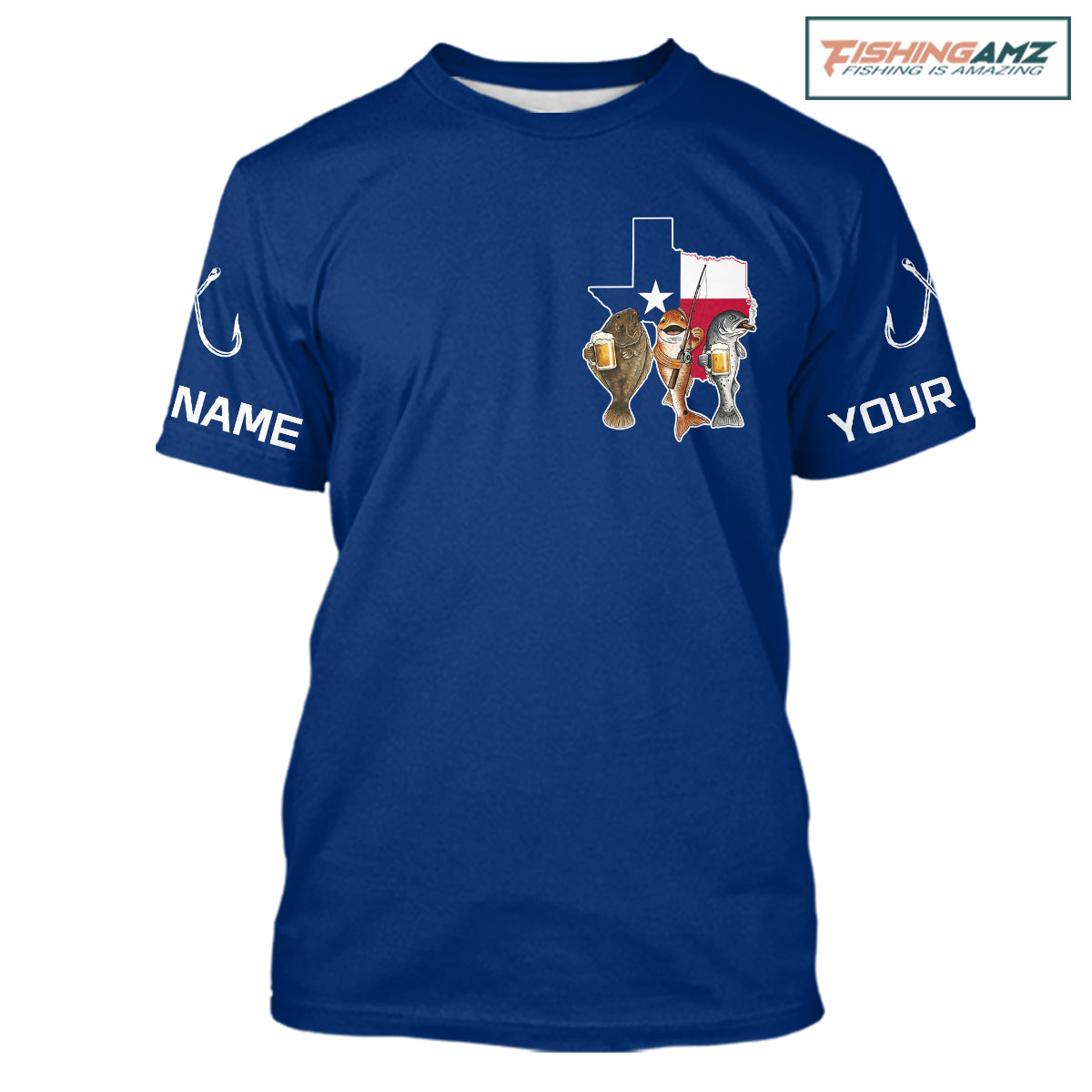 Texas Slam Funny Fishing Redfish, Trout, Flounder Fishing Shirts T - Shirt For Men| Blue Navy NHT845