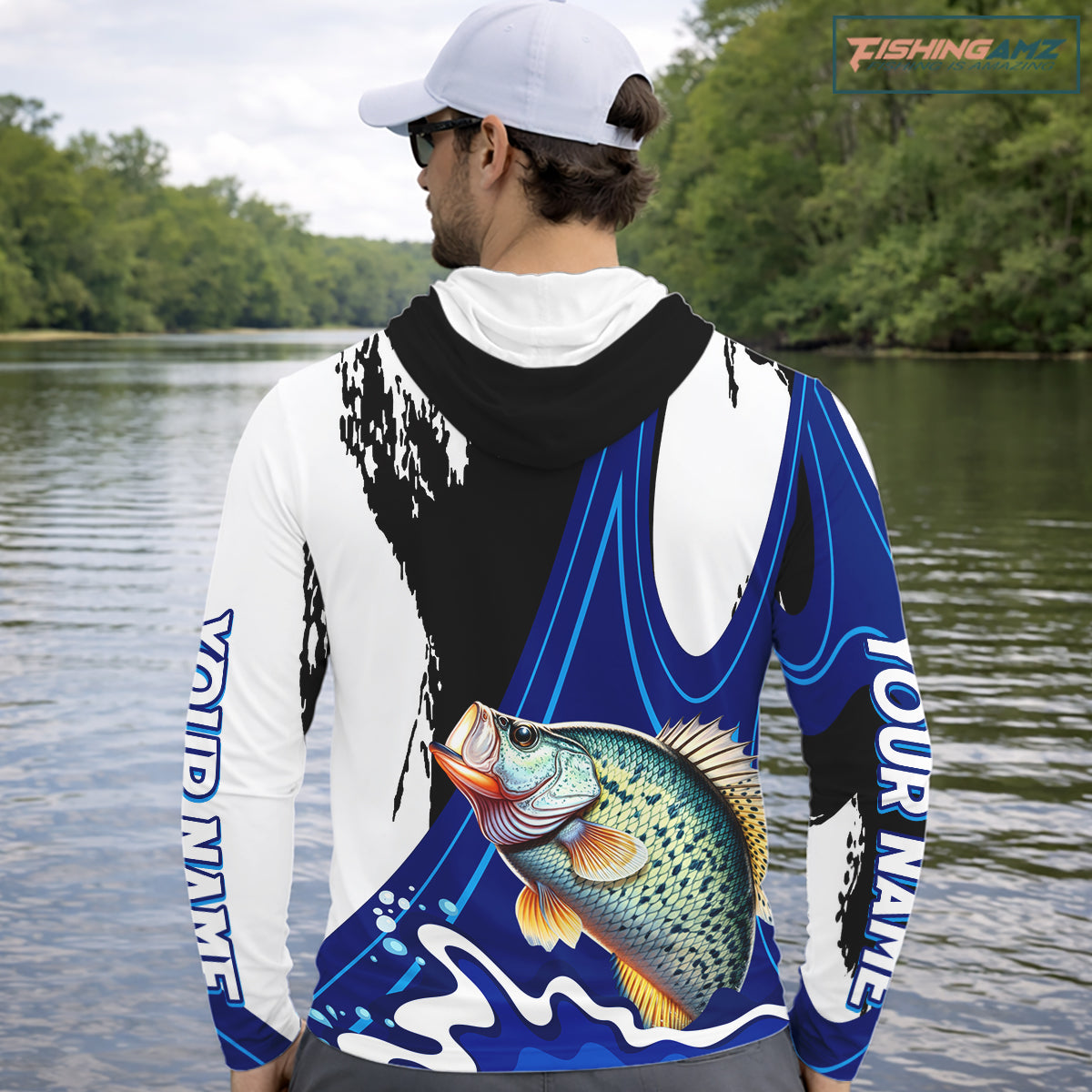 Crappie Fishing Jersey Personalized Name Hooded Fishing Shirt, Angler Tournament Fishing Apparel NHT868