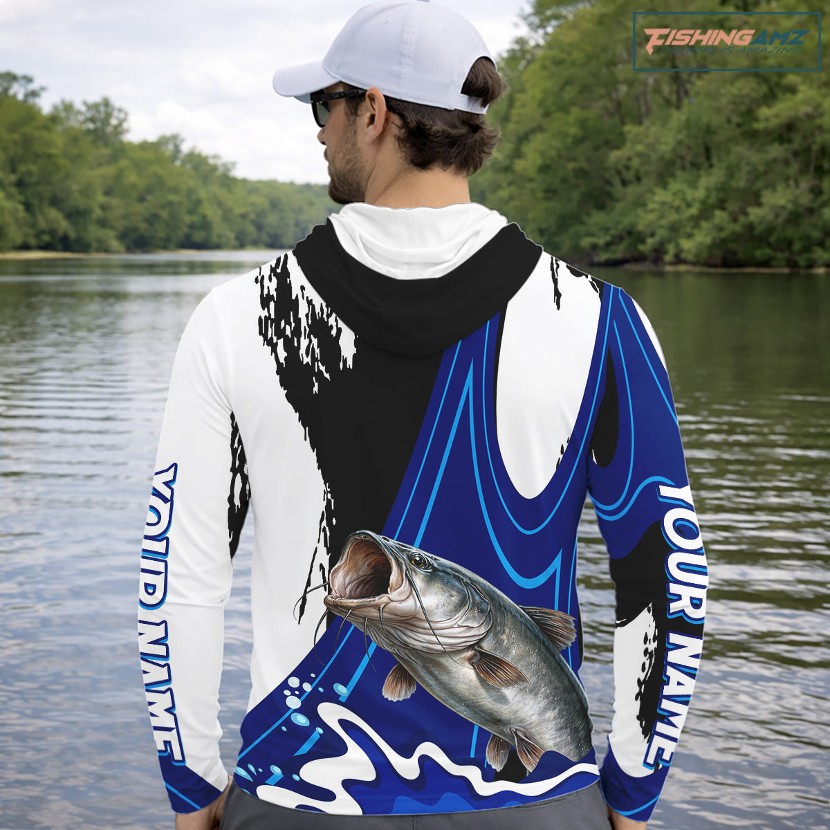 Catfish Fishing Jersey Personalized Name Hooded Fishing Shirt, Angler Tournament Fishing Apparel NHT869