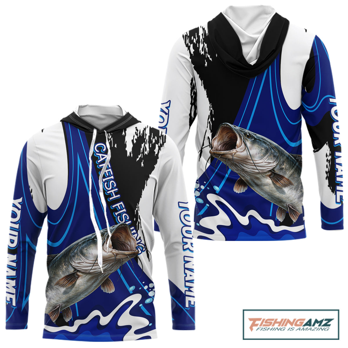 Catfish Fishing Jersey Personalized Name Hooded Fishing Shirt, Angler Tournament Fishing Apparel NHT869