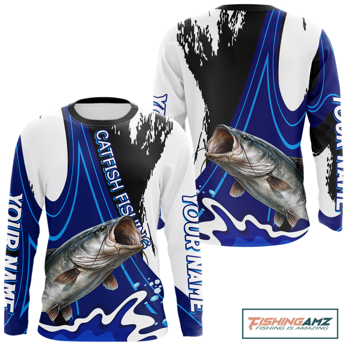 Catfish fishing jersey personalized name long sleeve UV protection fishing shirt