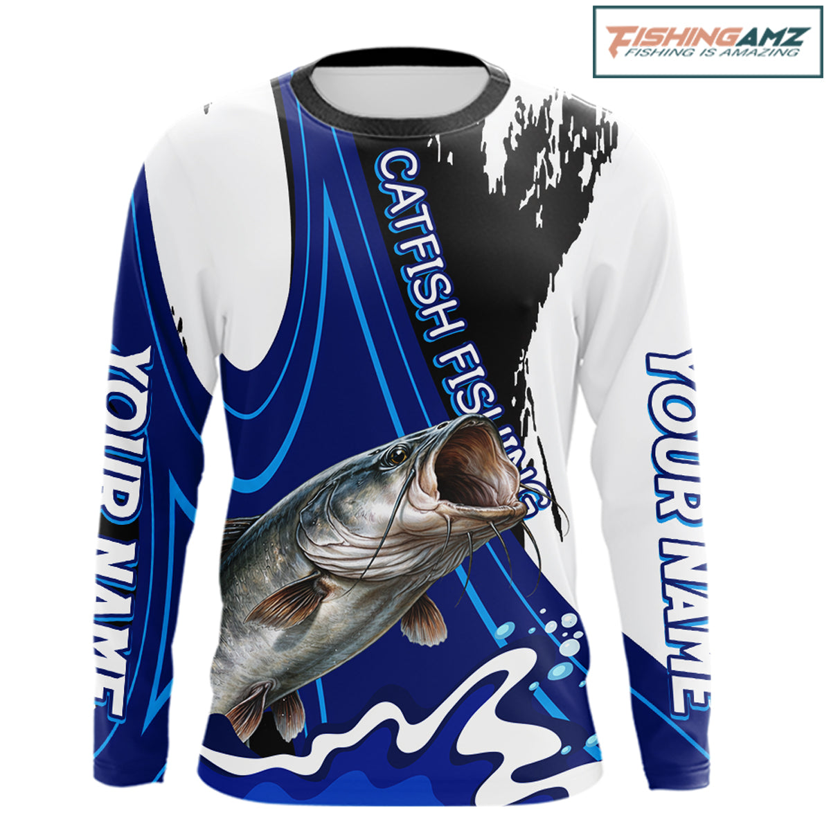 Catfish fishing jersey personalized name long sleeve UV protection fishing shirt