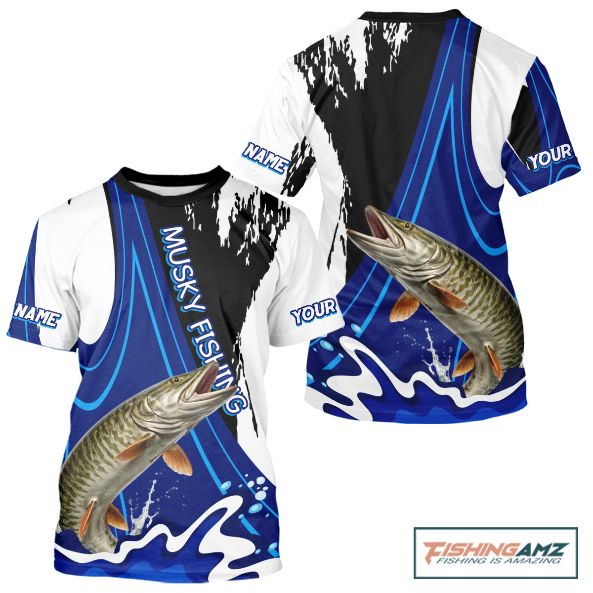Musky Fishing Jersey Personalized Name Fishing T-shirts, Angler Tournament Fishing Apparel NHT870