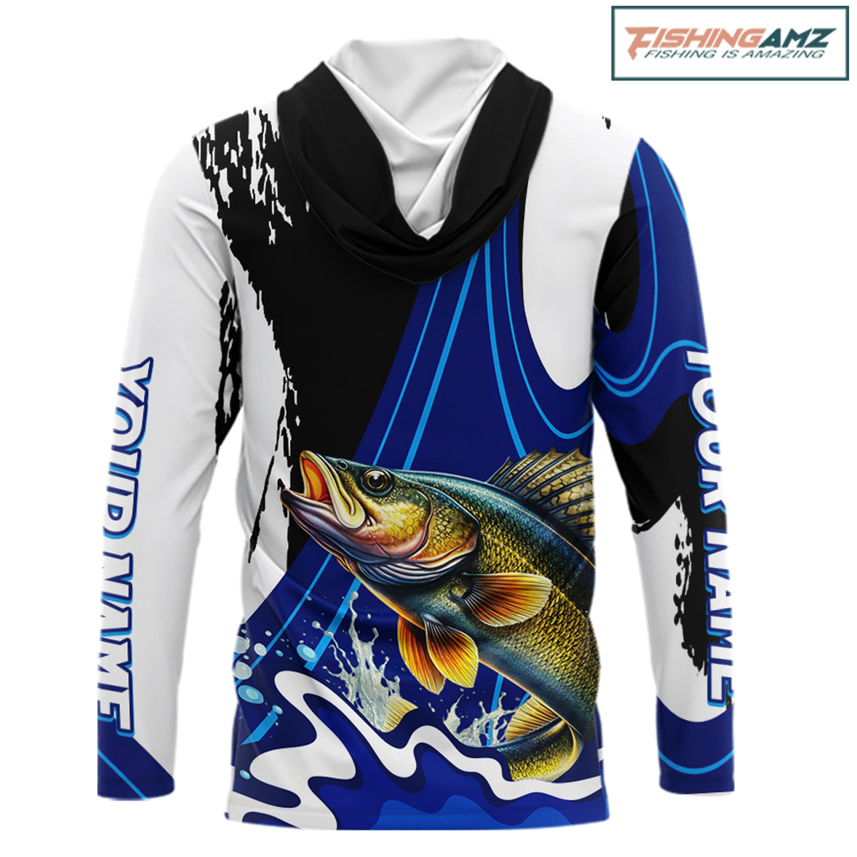 Walleye Fishing Jersey Personalized Name Hooded Fishing Shirt, Angler Tournament Fishing Apparel NHT871