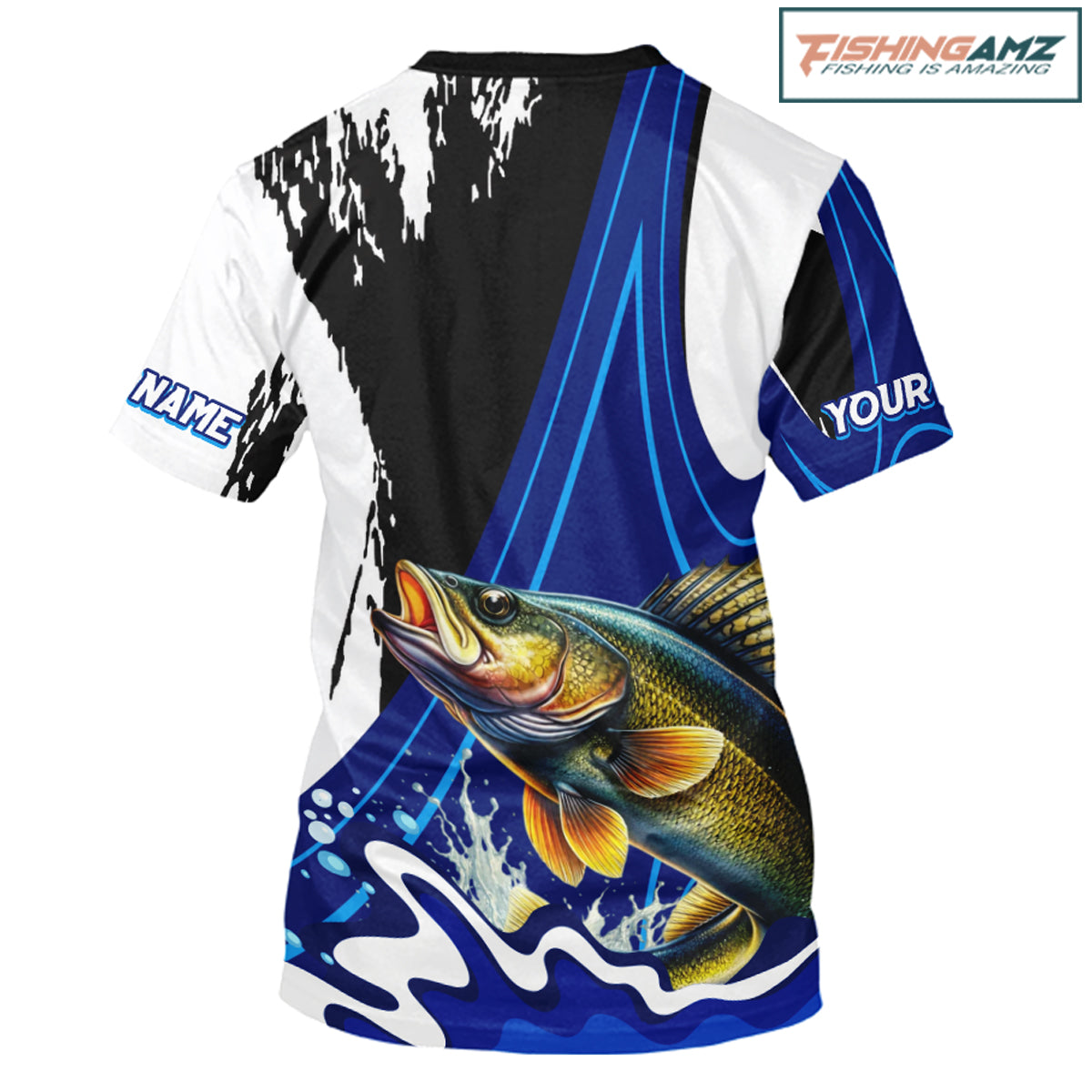 Walleye Fishing Jersey Personalized Fishing T-shirts, Angler Tournament Fishing Apparel