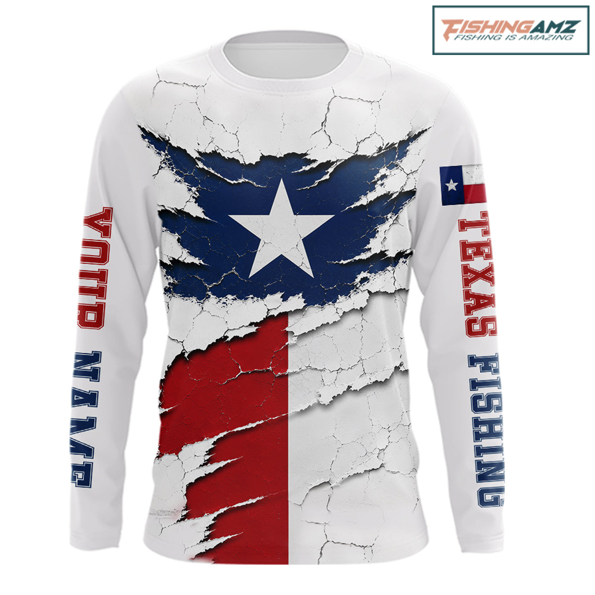 Texas Fishing Shirt Long Sleeve Patriotic Texas Flag UV Protection Fishing Apparel