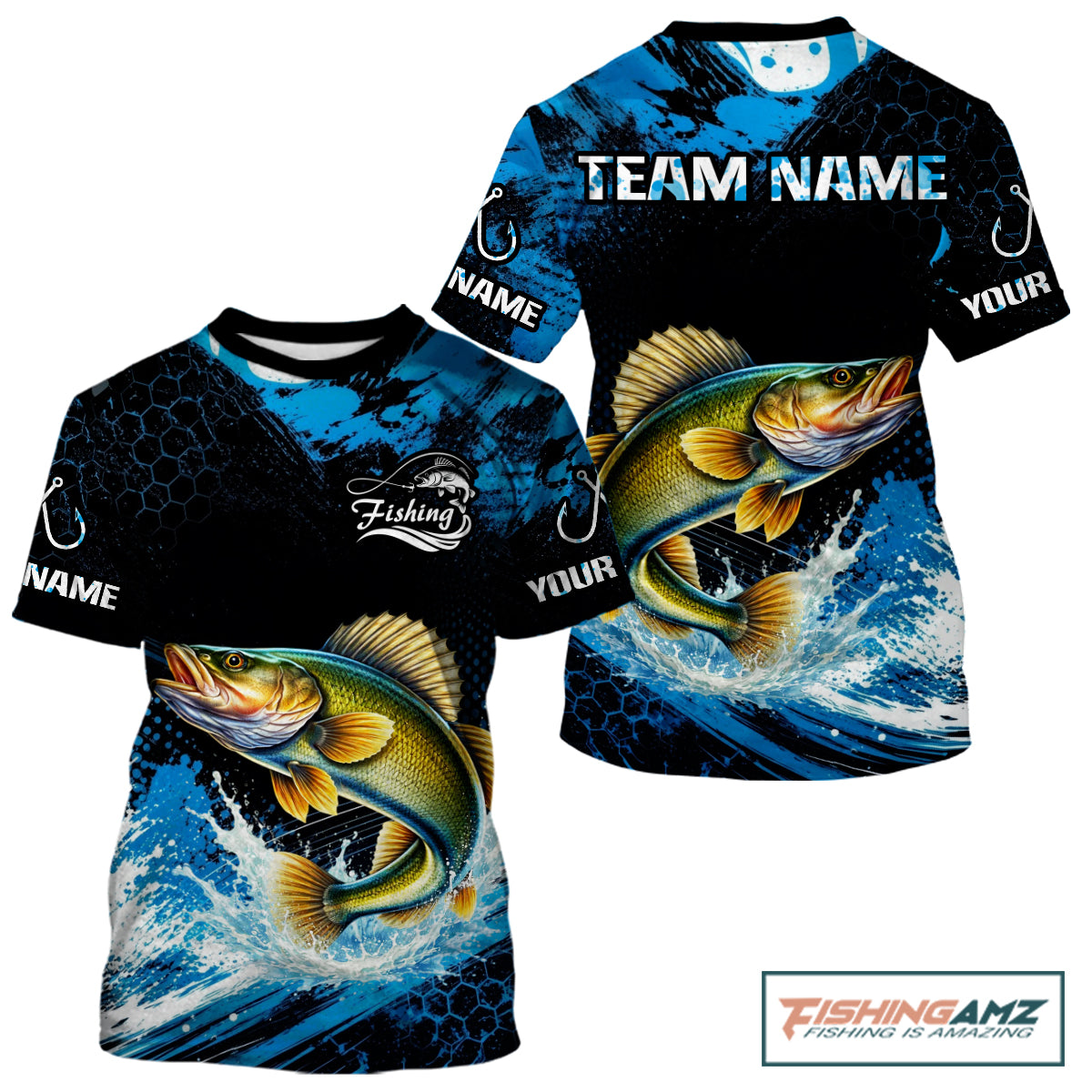 Custom Walleye Fishing Jersey, Personalized Team Name Short Sleeve Performance Fishing Shirt For Men NHT1226